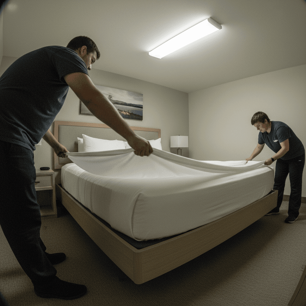 Hotel-grade linen rotation during turnover service